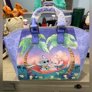 Disney’s Lilo and Stitch Tropical Blue and Purple LoungeflyTote Bag